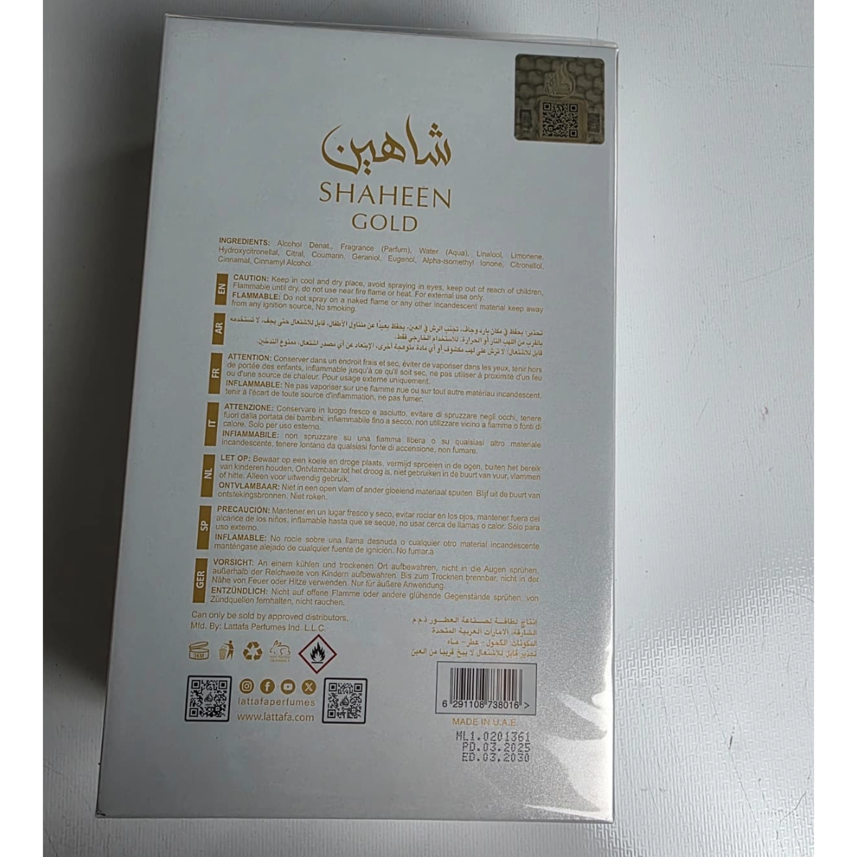 Lattafa Pride Shaheen Gold Eau de Parfum 100 ml – Unisex