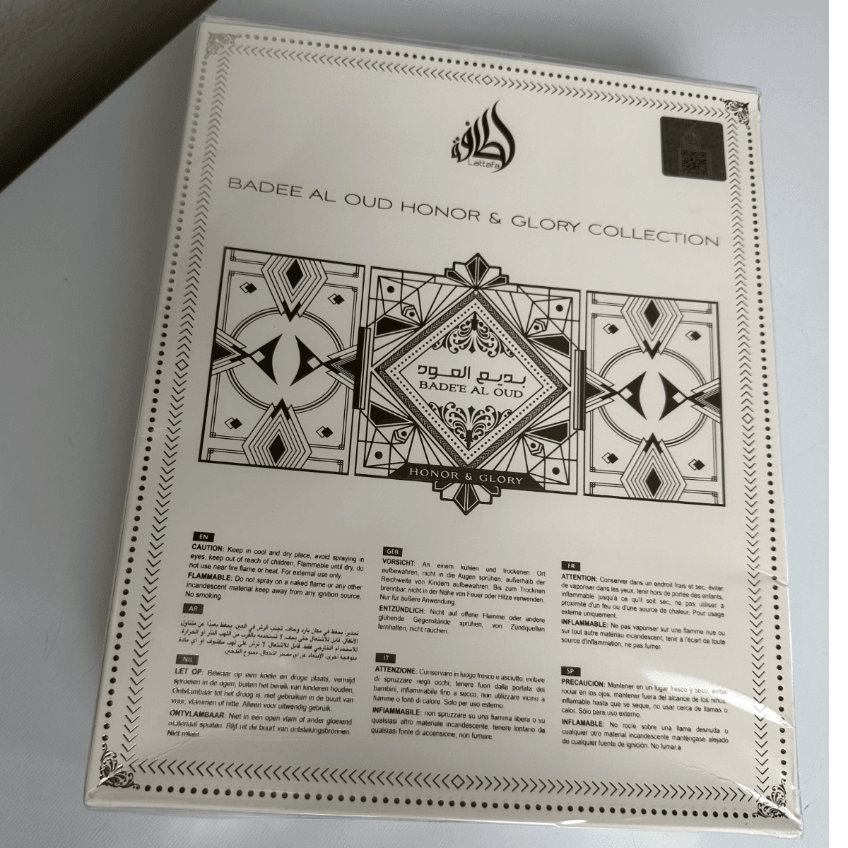 Lattafa Bade’e Al Oud Honor & Glory Set 3 Piezas – EDP + Body Spray + Ambientador