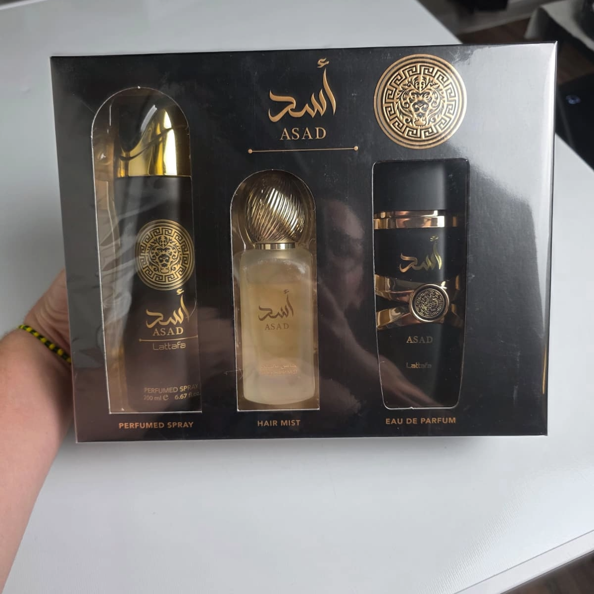 Lattafa Asad – Set de Regalo Hombre (EDP 100 ml + Deo 200 ml + Hair Mist 50 ml)